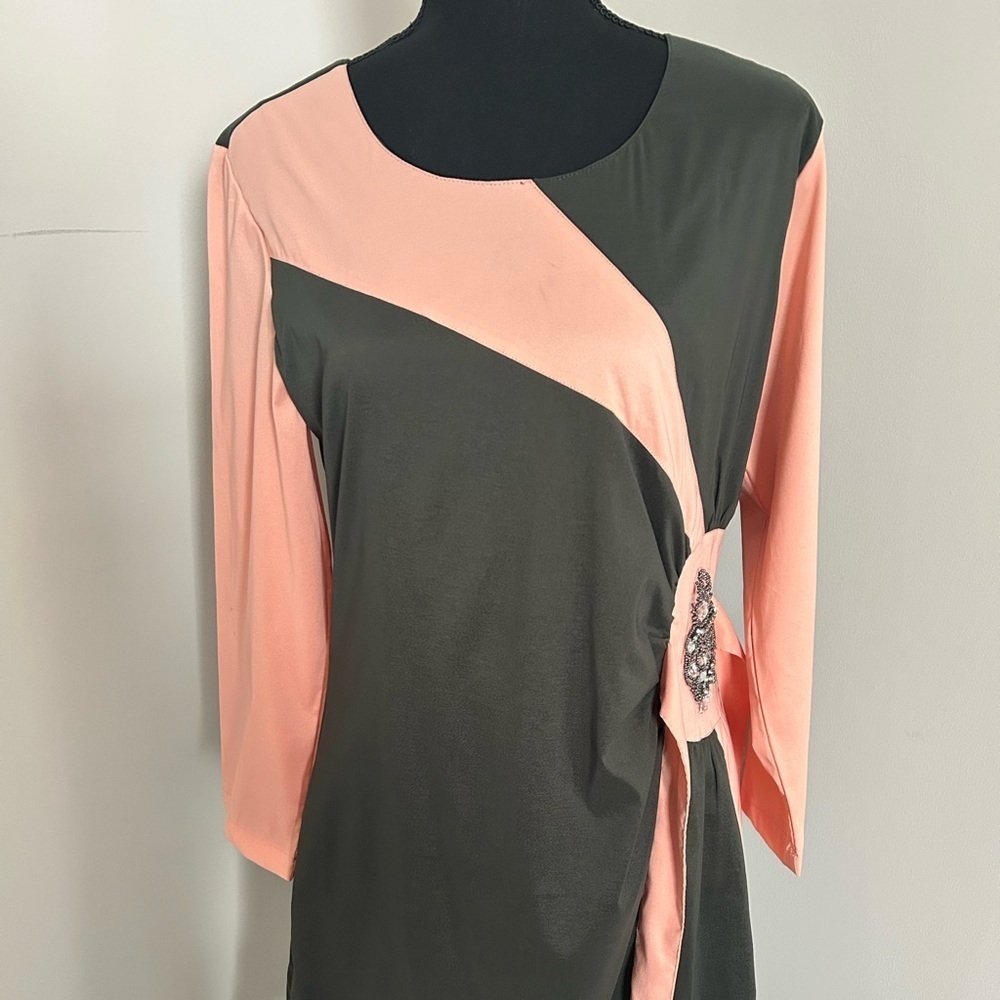 NWT Almatrichi Spain Women Brown and Pink blush dress, size 42, US 6-8